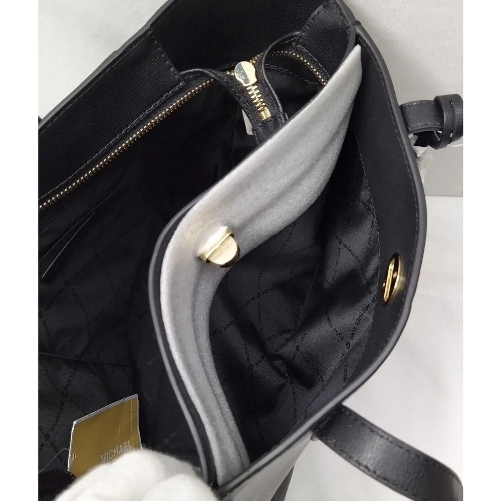 Michael Kors Rivington Black Leather Turnlock Double Handles Tote Bag - $278 - Picture 14 of 16